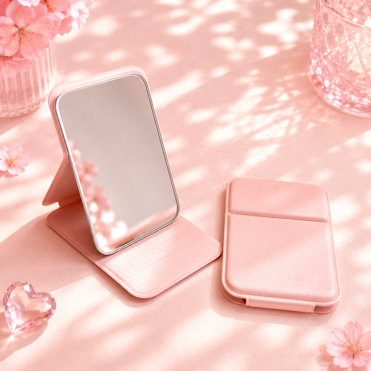 Miroir de Poche Pliable Rose